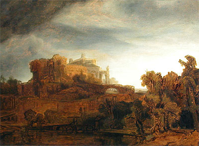 Landscape with Castle, c.1643 | Rembrandt | Gemälde Reproduktion