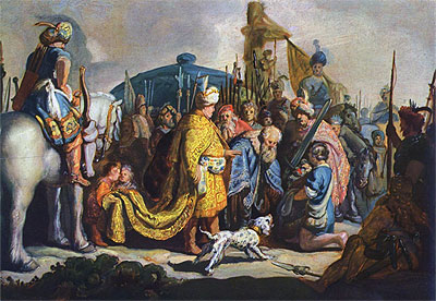 David with the Head of Goliath before Saul | Rembrandt | Painting Reproduction
