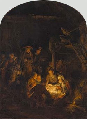Anbetung der Hirten | Rembrandt | Gemälde Reproduktion