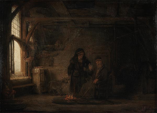 Die Frau des Tobias mit der Ziege, 1645 | Rembrandt | Gemälde Reproduktion