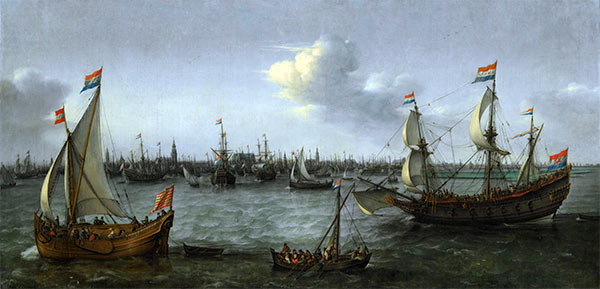The Harbour in Amsterdam, 1630 | Hendrick Cornelisz. Vroom | Painting Reproduction