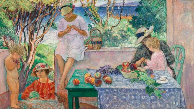 Henri Lebasque | Afternoon Tea on the Terrace in Sainte-Maxime, 1914 Afternoon Tea on the Terrace in Sainte-Maxime, 1914 | Henri Lebasque
