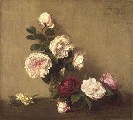 Still Life with Roses of Dijon, 1882 by Fantin-Latour | Painting Reproduction