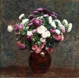 Asters in a Vase, 1875 by Fantin-Latour | Painting Reproduction