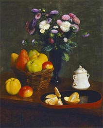 Flowers and Fruit, 1866 by Fantin-Latour | Painting Reproduction