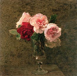 Still Life of Pink and Red Roses, 1886 by Fantin-Latour | Painting Reproduction