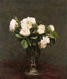 White Roses, 1875 von Fantin-Latour | Gemälde-Reproduktion