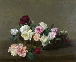A Basket of Roses, 1890 by Fantin-Latour | Painting Reproduction