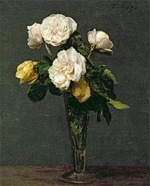 Roses in a Champagne Flute, 1873 by Fantin-Latour | Painting Reproduction