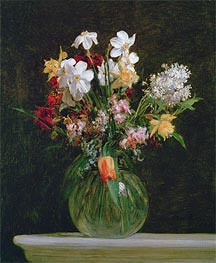 White Narcissus, Hyacinths and Tulips, 1864 by Fantin-Latour | Painting Reproduction