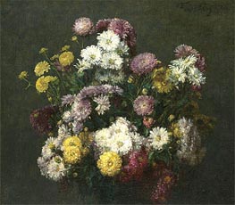 Flowers, Chrysanthemums, 1876 von Fantin-Latour | Gemälde-Reproduktion