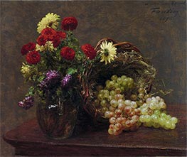 Blumen und Trauben, 1875 von Fantin-Latour | Gemälde-Reproduktion