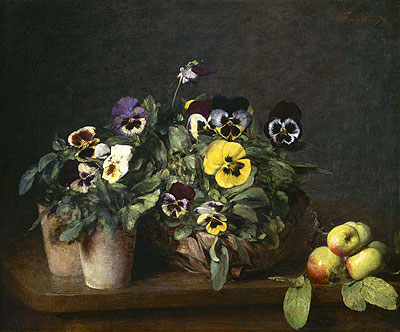 Still Life with Pansies, 1874 | Fantin-Latour | Painting Reproduction