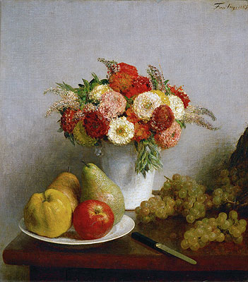 Flowers and Fruits, 1865 | Fantin-Latour | Painting Reproduction