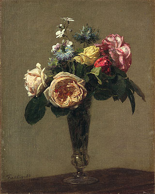 Flowers in a Vase, 1882 by Fantin-Latour | Painting Reproduction