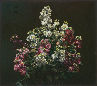 White and Purple Stock, 1877 by Fantin-Latour | Painting Reproduction