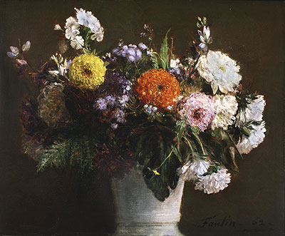 Stillleben mit Chrysanthemen, 1862 | Fantin-Latour | Gemälde Reproduktion