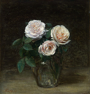 Still Life - Roses, 1877 | Fantin-Latour | Painting Reproduction