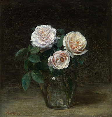 Still Life - Roses, 1877 by Fantin-Latour | Painting Reproduction