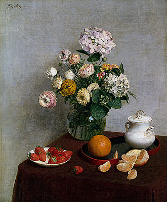 Flowers and Fruit, 1866 | Fantin-Latour | Painting Reproduction