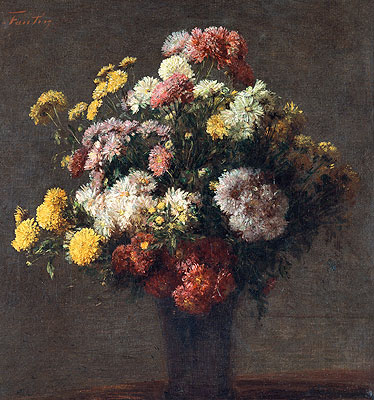 Chrysanthemums In Vase, 1875 | Fantin-Latour | Gemälde Reproduktion