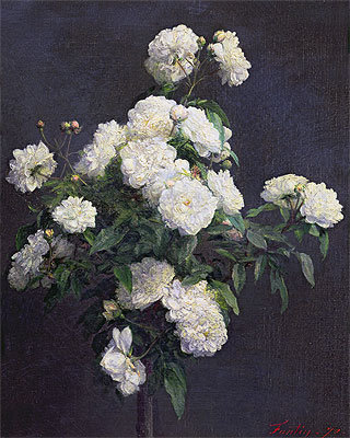 Still Life of White Peonies, 1870 by Fantin-Latour | Painting Reproduction