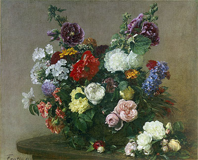 A Bouquet of Mixed Flowers, 1881 by Fantin-Latour | Painting Reproduction