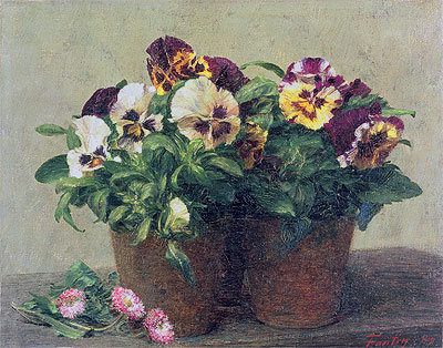 Stiefmütterchen und Gänseblümchen Stillleben, 1889 von Fantin-Latour | Gemälde-Reproduktion