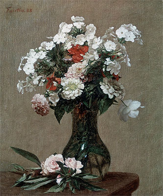 Stillleben mit Zinnien und Phlox, 1888 von Fantin-Latour | Gemälde-Reproduktion
