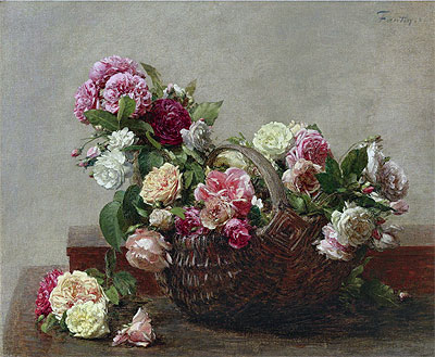 Korb mit Rosen, 1880 von Fantin-Latour | Gemälde-Reproduktion