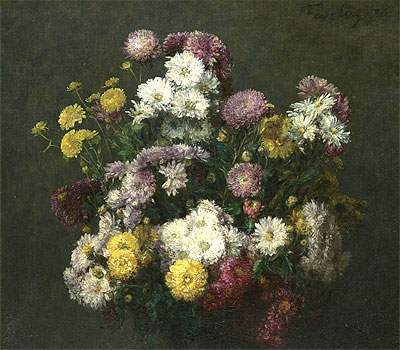 Flowers, Chrysanthemums, 1876 | Fantin-Latour | Painting Reproduction