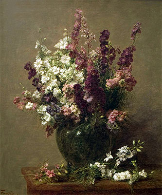 Still Life with Imperial Delphiniums, 1891 | Fantin-Latour | Painting Reproduction