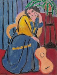 Girl in Yellow and Blue with Guitar, 1939 by Matisse | Painting Reproduction