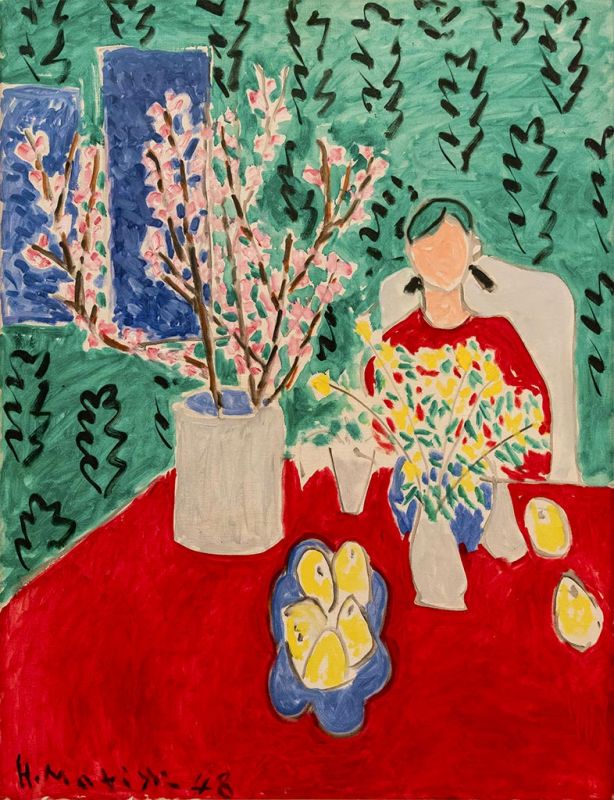 Plum Blossoms, Green Background, 1948 by Matisse | Painting Reproduction