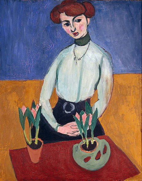 Mädchen mit Tulpen, 1910 | Matisse | Gemälde Reproduktion