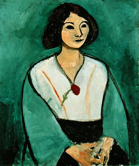 Lady in Green with a Red Carnation, 1909 | Matisse | Gemälde Reproduktion