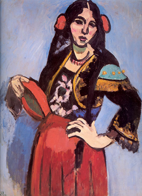 Spanisch mit Tamburin, 1909 | Matisse | Gemälde Reproduktion