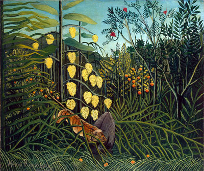 In a Tropical Forest. Struggle between Tiger and Bull, c.1908/09 | Henri Rousseau | Painting Reproduction