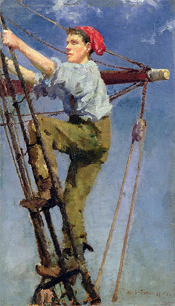 Going Aloft, c.1886 | Tuke | Painting Reproduction
