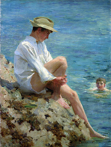 Boys Bathing, 1908 | Tuke | Gemälde Reproduktion