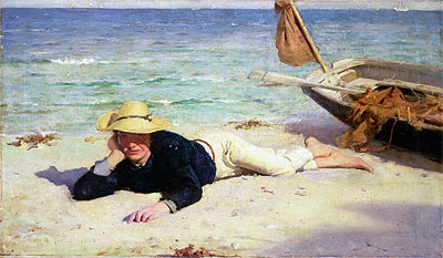 A Hot Summer Day, 1885 by Tuke | Painting Reproduction