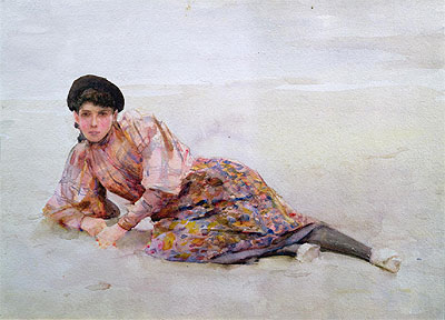 Girl on the Beach, undated | Tuke | Painting Reproduction