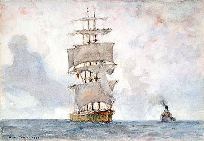 Barque and Tug, 1922 | Tuke | Painting Reproduction