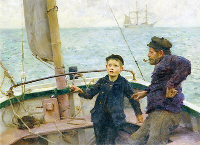 The Steering Lesson, 1892 | Tuke | Painting Reproduction