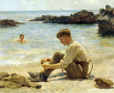 T. E. Lawrence as a cadet at Newporth Beach, near Falmouth | Tuke | Painting Reproduction
