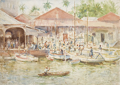 The Market, Belize, British Honduras | Tuke | Painting Reproduction
