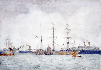 Ships in Harbour, c.1919 | Tuke