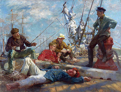 Sailor's Yarning, Midday Rest, 1906 | Tuke | Gemälde Reproduktion
