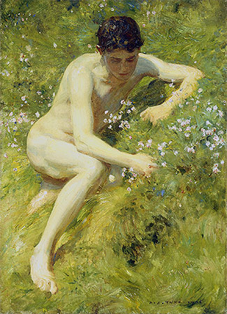 In the Meadow, 1906 | Tuke | Gemälde Reproduktion