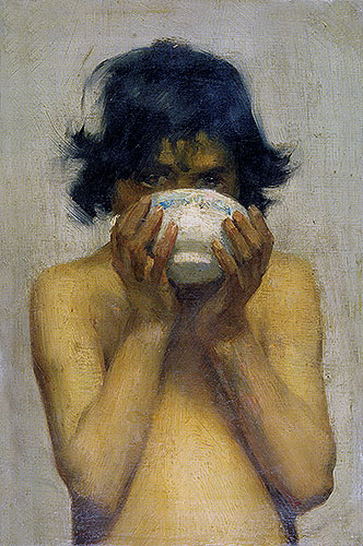 Drinking, c.1881 | Tuke | Gemälde Reproduktion
